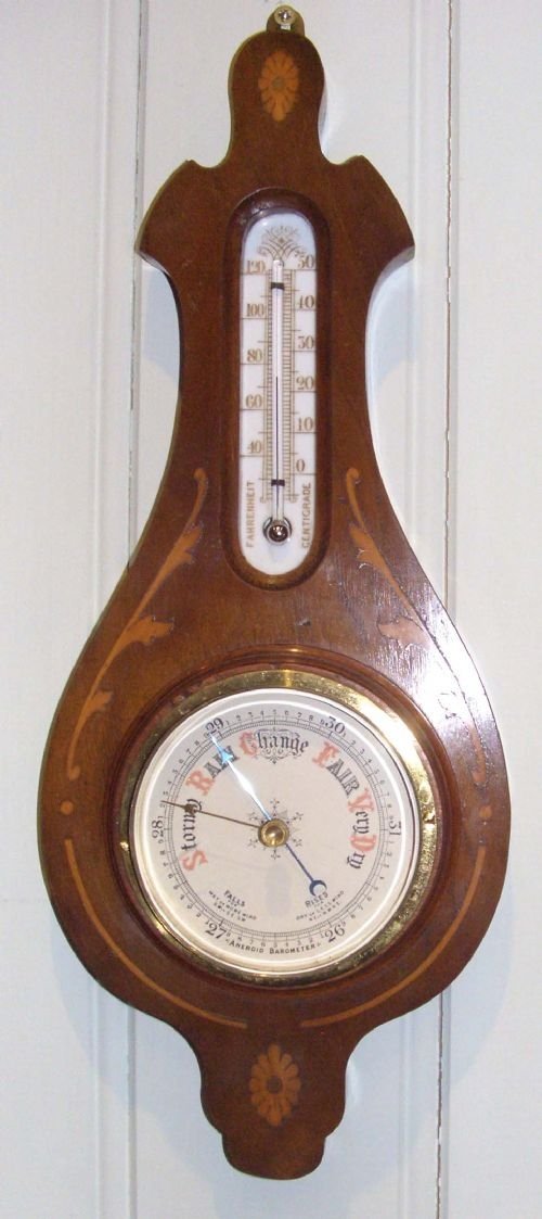 Small  Mahogany and Inlay Barometer